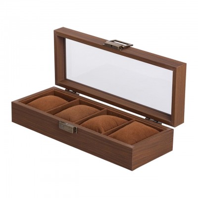 Шкатулка для часов 31×12×7,5 см, деревянная 4 отсека коричневая HP-5-13