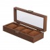 Шкатулка для часов 31×12×7,5 см, деревянная 4 отсека коричневая HP-5-13