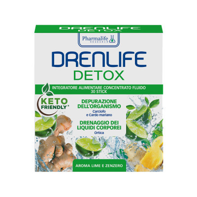 Диетическая добавка Drenlife Detox лайм-имбирь, 30 стиков по 10 мл | Детокс и поддержка печени