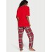 ПИЖАМА женск. FLANNEL JOGGER TEE-JAMA SET LIPSTICK HERITAGE PLAID VICTORIA'S SECRET size: M