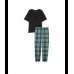 ПИЖАМА женск. FLANNEL JOGGER TEE-JAMA SET GREEN/PINK POP PLAID  size: S