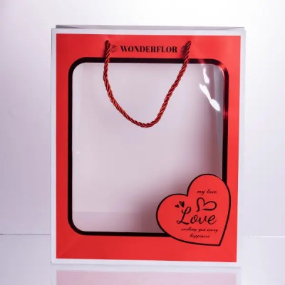 Набор подарочных пакетов из бумаги Love с окошком 12 шт 26×10×32 см HP-10359-18