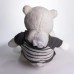Мягкая игрушка с пледом 110х140 см Мишка Тедди в полосатом свитере белый 509-35WG
