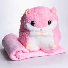 Мягкая игрушка-подушка с пледом Гусеница 110×160 (см) плюшевый детский плед 3в1 Розовый 7090P