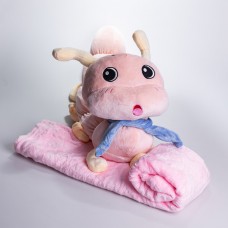 Мягкая игрушка-подушка с пледом Гусеница 110×170 (см) плюшевый детский плед 3в1 Розовый