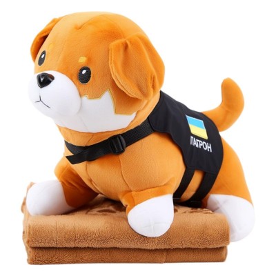 Игрушка-подушка Пес Патрон с пледом 110x140 см детский плюшевый коричневый 509-6BR