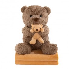 Игрушка-подушка Медведь с малышом и пледом 110х140 см коричневый 509-33BR