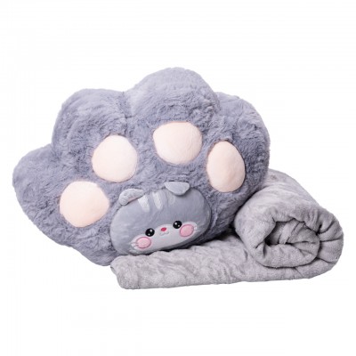 Мягкая игрушка-подушка с пледом внутри Котик 120×160 (см) Серый Colorful Home 5616-66G
