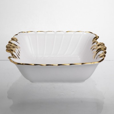 Салатница фарфоровая Aurelia 22,2*20*6,2 см с золотым декором Yiwu YYSH1222