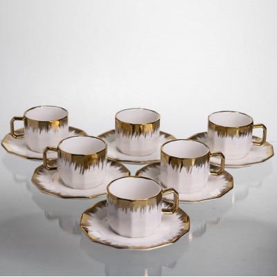 Чайный сервиз на 6 персон фарфоровый Golden Eye 80 мл Yiwu J2458