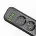 Сетевой фильтр черный с выключателем 3 розетки 3хUSB-A 3м HP-5-34