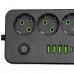 Сетевой фильтр-удлинитель 5 розеток 4xUSB-A 1xUSB-C 5м черный HP-5-52