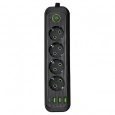 Сетевой фильтр-удлинитель 4 розетки 3xUSB-A 1xUSB-C 3м черный HP-5-38M