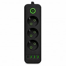 Сетевой фильтр-удлинитель 3 розетки 3хUSB-A 1xUSB-C 5м черный HP-5-36