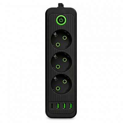 Сетевой фильтр-удлинитель 3 розетки 3хUSB-A 1xUSB-C 5м черный HP-5-36