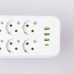 Сетевой фильтр 2.8 м удлинитель на 8 розеток с 3 USB 1 Type-C и кнопкой отключения F20U Белый HP-5-27