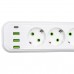 Сетевой фильтр-удлинитель 4 розетки 3xUSB-A 1xUSB-C 3м белый HP-5-37