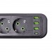 Сетевой фильтр 4.35 м удлинитель на 4 розетки с 3 USB 1 Type-C и кнопкой отключения HP-5-14