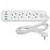 Сетевой фильтр-удлинитель 4 розетки 3xUSB-A 1xUSB-C 3м белый HP-5-37