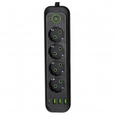 Сетевой фильтр-удлинитель 5 розеток 3xUSB-A 1xUSB-C 5м черный HP-5-40