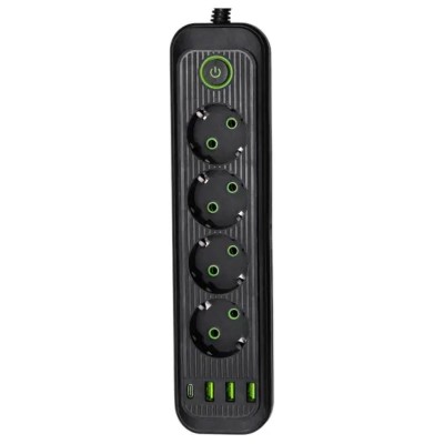 Сетевой фильтр-удлинитель 5 розеток 3xUSB-A 1xUSB-C 5м черный HP-5-40