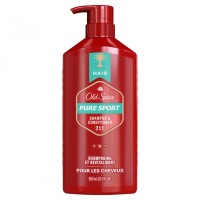 Шампунь и кондиционер Old Spice Pure Sport 2в1 — Сила и свежесть в одном флаконе с мощным эффектом свежести, 865 мл