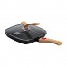 Алюминиевая сковорода-гриль 24 см со стеклянной крышкой, квадратная, черная MGC HP-4-461B