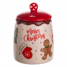 Банка для сыпучих продуктов с крышкой из фарфора 9×13 (см) Merry Christmas CR-1-42