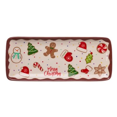 Блюдо сервировочное новогоднее для закусок Merry Christmas 34×14×2 (см) блюдо прямоугольное рождественское из фарфора CR-1-38