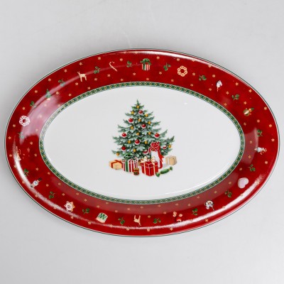 Блюдо сервировочное Christmas овальное фарфоровое 30,5 см Yiwu HP-SDHK-42