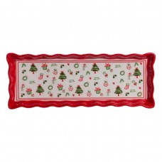 Блюдо сервировочное новогоднее для закусок Merry Christmas 36.5×13×3 (см) из фарфора CR-1-16