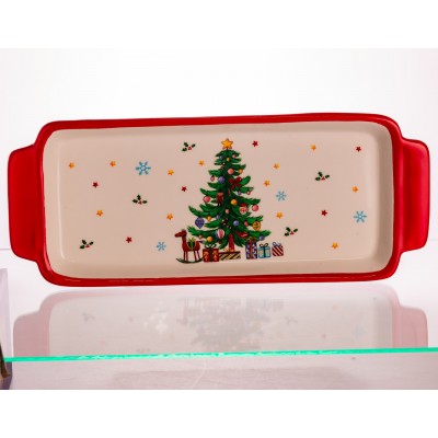 Блюдо сервировочное новогоднее для закусок 39×15×2 (см) из фарфора CR-1-1
