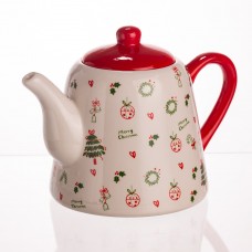 Фарфоровый заварочный чайник Merry Cristmas 1 литр CR-1-15
