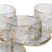 Набор пиал с блюдцами стеклянные Gold Rimmed 200 мл с золотой окантовкой Yiwu HP-34-91
