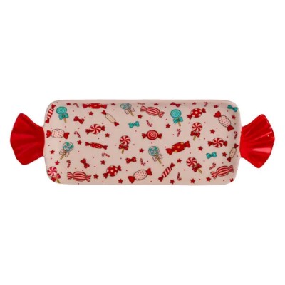 Блюдо сервировочное Merry Christmas 35×12.5 (см) прямоугольное с ручками из фарфора CR-1-29