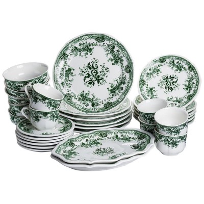 Столовый набор посуды 32 предмета на 6 персон Vintage Elegant фарфоровый Черный YY78-7A