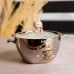 Бульонница фарфоровая Labubu с крышкой и ручками 800 (мл) Ø15 (см) детская тарелка для супа и лапши Серебристый с коричневым