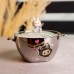 Бульонница фарфоровая Labubu с крышкой и ручками 800 (мл) Ø15 (см) детская тарелка для супа и лапши Серебристый с серым FM-34A