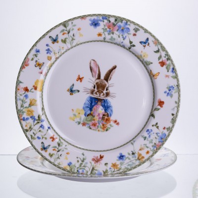 Набор обеденных тарелок пасхальных Garden Rabbits фарфоровые 25 см HP-7323-5A