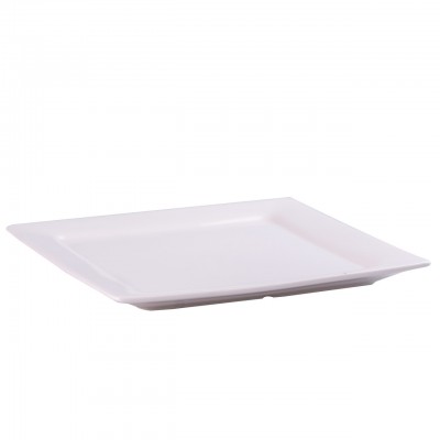 Тарелка плоская квадратная из фарфора 21.5х21.5 см белая HP606