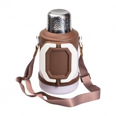 Термос Vacuum Cup 1.5 литра с ремешком и складной ручкой коричневый HP-14-21V