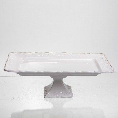 Тортовница на ножке White Square 25.5*25.5 см фарфоровая квадратная Yiwu 120-YH-HG062