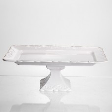 Тортовница на ножке White Square 30.5*30.5 см фарфоровая квадратная Yiwu 120-YH-HG061