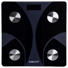 Смарт весы электронные Sokany 26х26 см до 180 кг с Bluetooth Черный SK-19029B