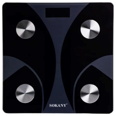 Смарт весы электронные Sokany 26х26 см до 180 кг с Bluetooth Черный SK-19029B