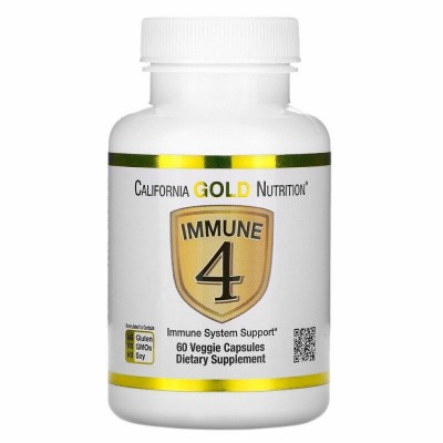 Витамины поддержка иммунной системы, Immune 4, California Gold Nutrition, 60 вегетарианских капсул