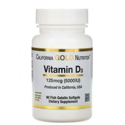 Витамины D3 California Gold Nutrition 5000 МЕ 90 капсул