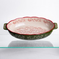 Форма для запекания Vintage 35×22×5 (см) овальная с ручками Зеленая HM05-03