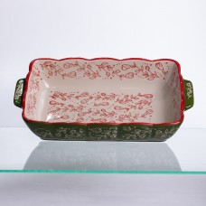 Форма для запекания Vintage 28×17×5 (см) прямоугольная форма для выпекания в духовке с ручками Зеленая HM05-10