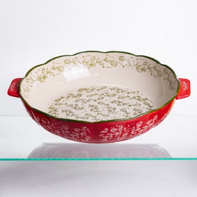 Форма для запекания Vintage Ø30 (см) круглая форма для выпекания в духовке с ручками Красная HM04-08